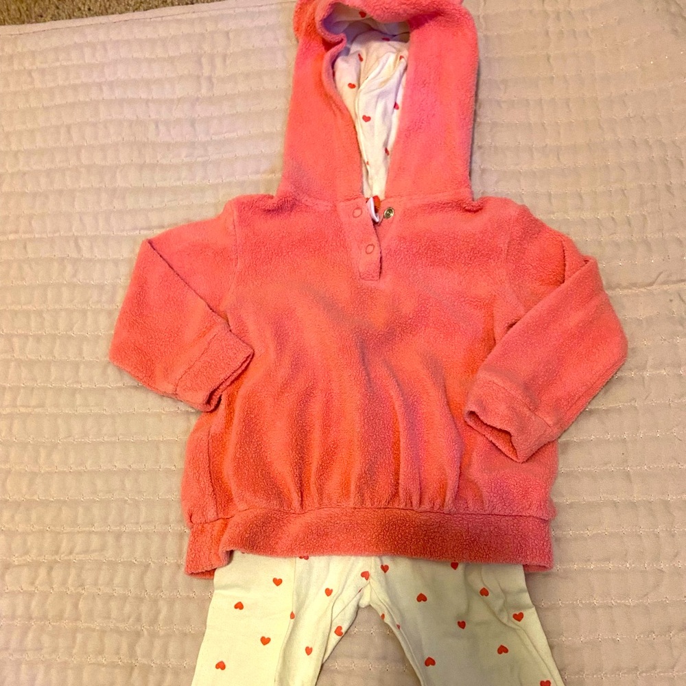 Cozy soft sweater and matching pink heart pants